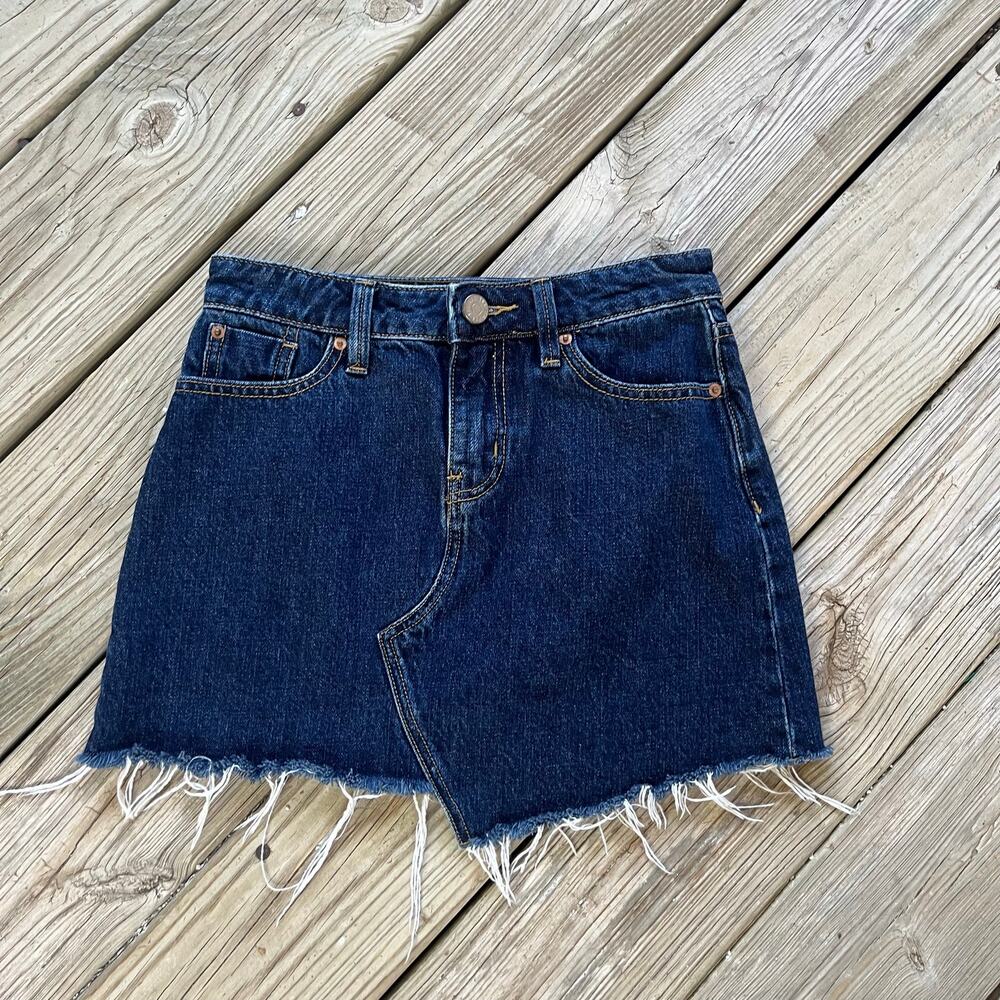 BDG Women's Dark Wash Raw Hem Denim Mini Skirt Size XS